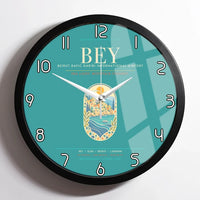 Thumbnail for Beirut Rafic Hariri International Airport BEY - Levantine Sea Current Wall-Clock Framed - Turquoise