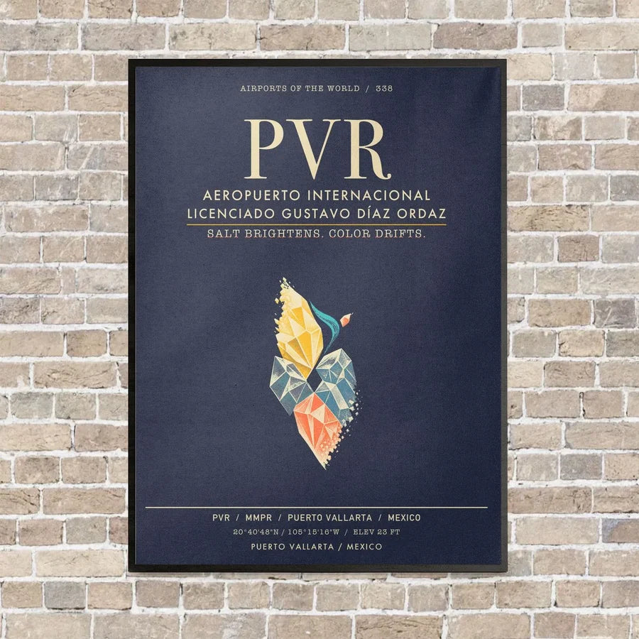 Aeropuerto Internacional Licenciado Gustavo Diaz Ordaz PVR - Canvas Framed - Navy Blue