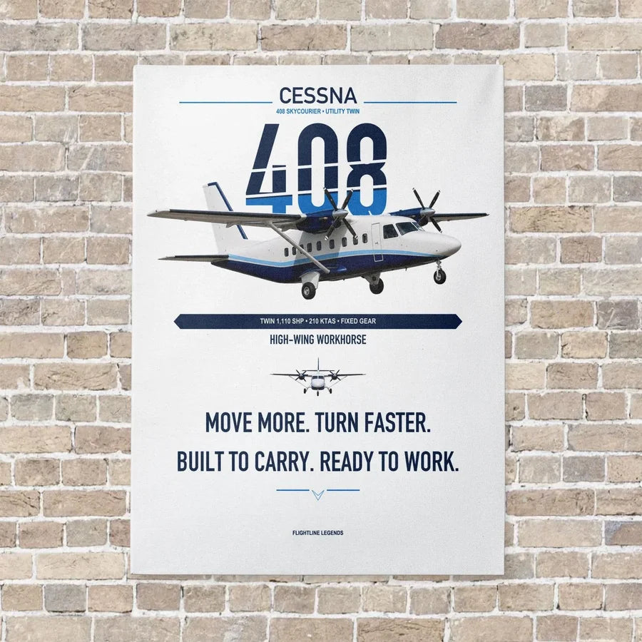 Cessna 408 SkyCourier vertical canvas print - no frame - white background