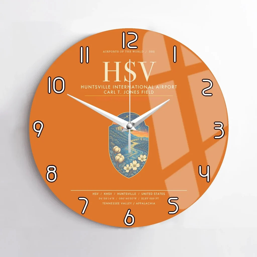 Huntsville International Airport HSV Wall-Clock No-Frame - Orange