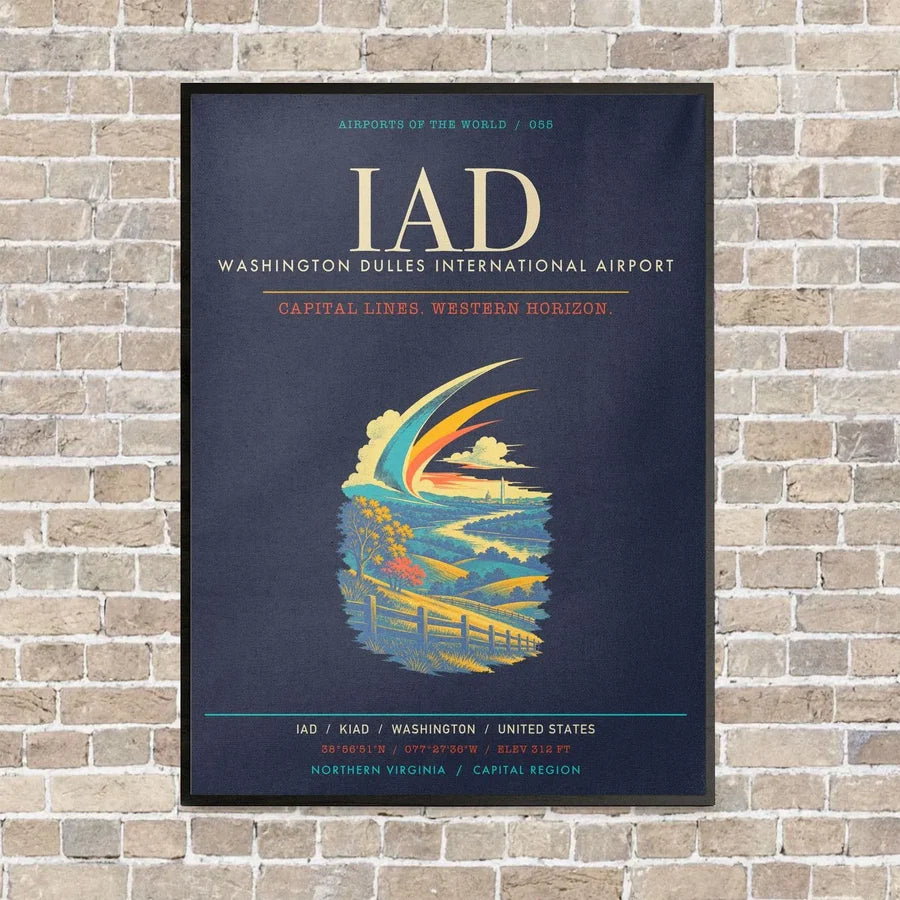 Washington Dulles International Airport IAD - Canvas Framed - Navy Blue