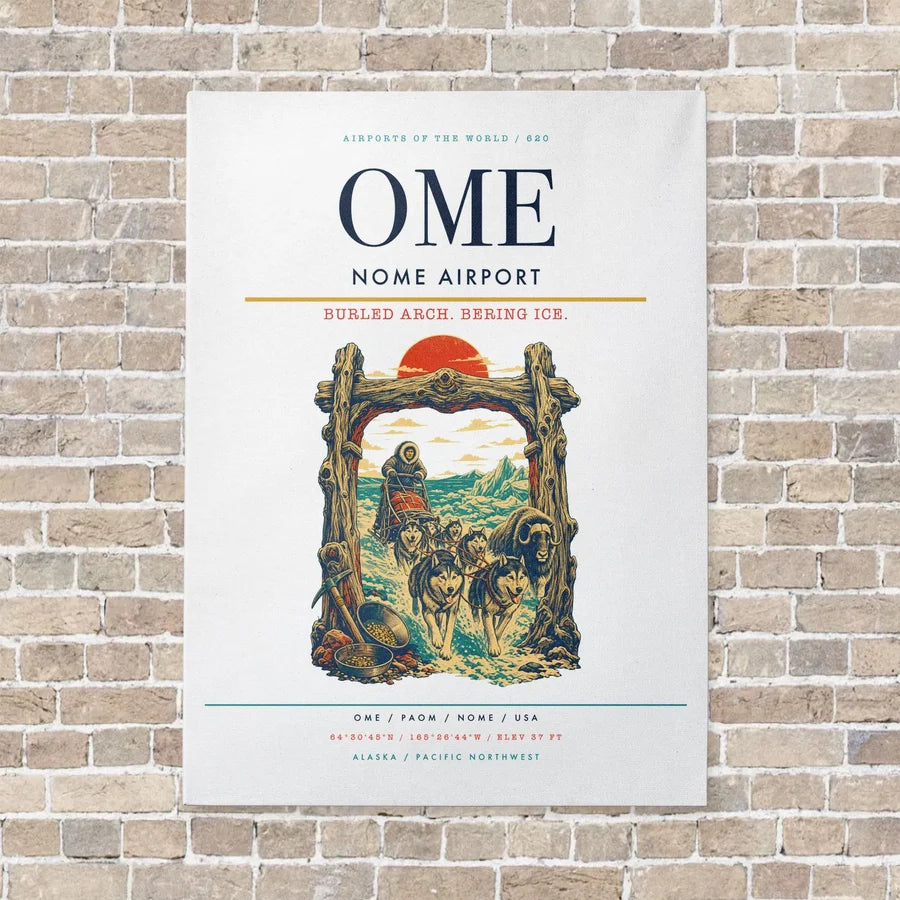 Nome Airport OME vertical canvas print - no frame - white background