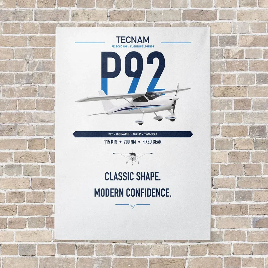 Tecnam P92 Echo MkII vertical canvas print - no frame - white background