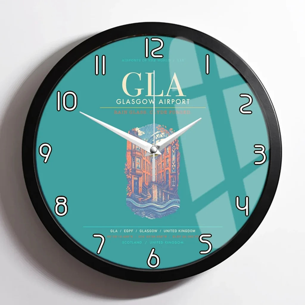 Glasgow Airport GLA Wall-Clock Framed - Turquoise