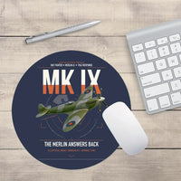 Thumbnail for Supermarine Spitfire Mk IX design on navy blue round mouse pad