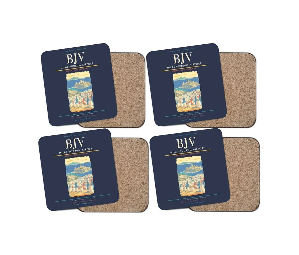 Milas-Bodrum Airport BJV Coaster 4-Pieces-Set - Navy Blue