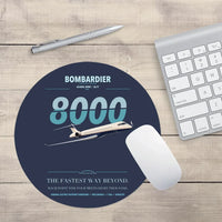 Thumbnail for Bombardier Global 8000 design on navy blue round mouse pad