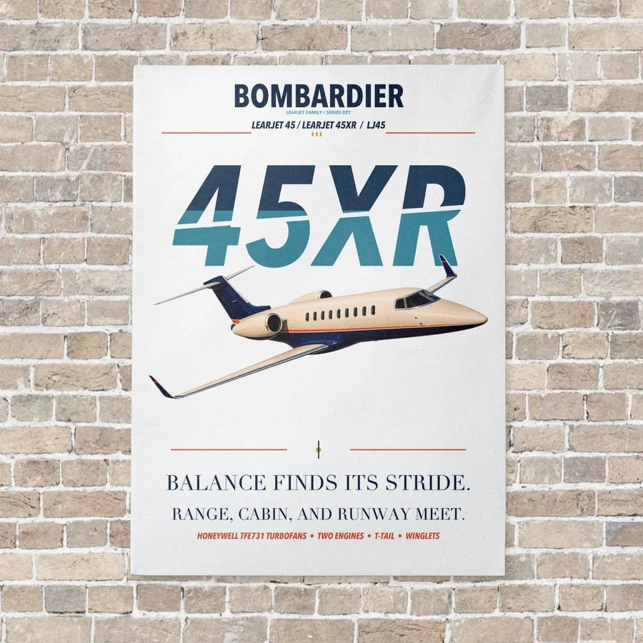 Bombardier Learjet 45XR vertical canvas print - no frame - white background