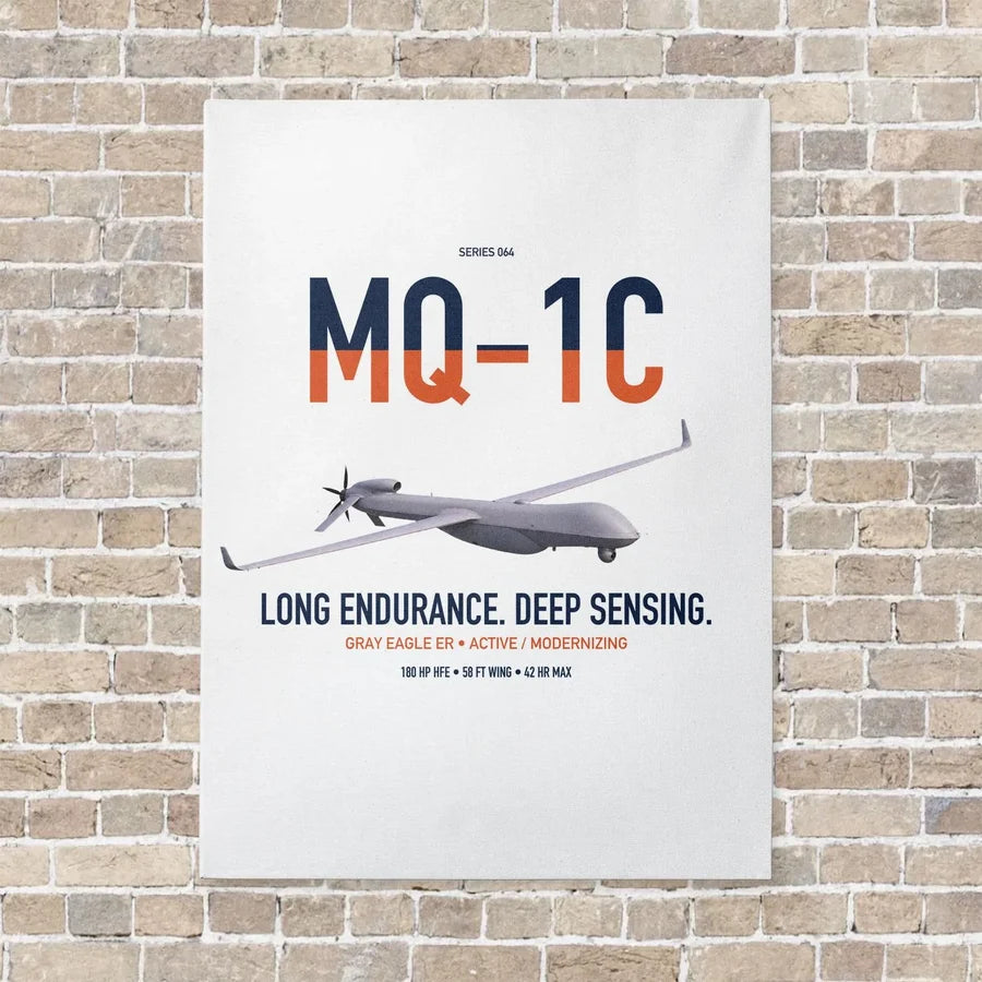 MQ-1C Gray Eagle ER vertical canvas print - no frame - white background