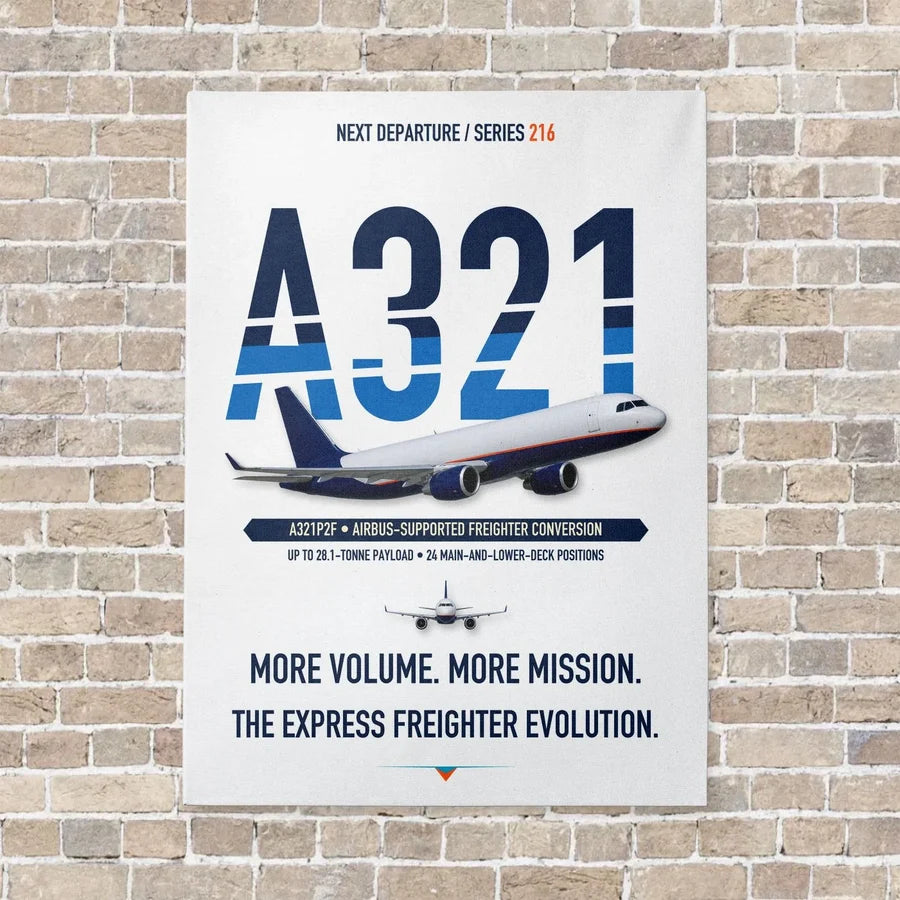 Airbus A321P2F vertical canvas print - no frame - white background