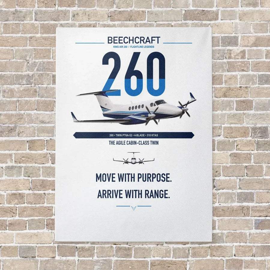 Beechcraft King Air 260 vertical canvas print - no frame - white background