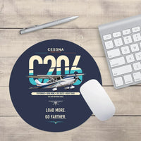 Thumbnail for Cessna 206 Stationair design on navy blue round mouse pad