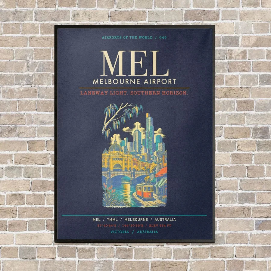 Melbourne Airport MEL - Canvas Framed - Navy Blue