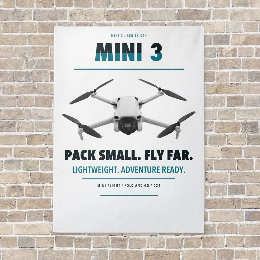 DJI Mini 3 vertical canvas print - no frame - white background