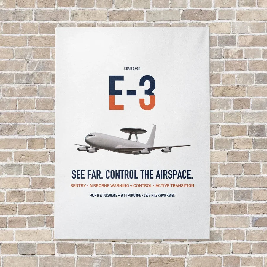 E-3 Sentry AWACS vertical canvas print - no frame - white background