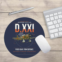 Thumbnail for Fokker D.XXI — Dutch LVA aircraft 221 design on navy blue round mouse pad