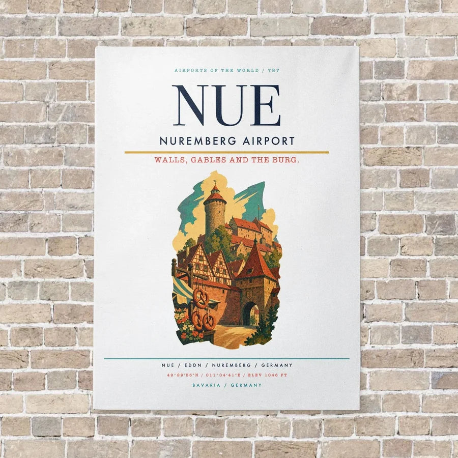 Nuremberg Airport NUE vertical canvas print - no frame - white background