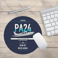 Thumbnail for Piper PA-24-250 Comanche 250 design on navy blue round mouse pad