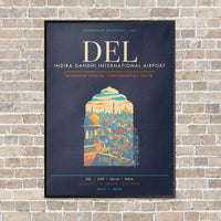 Thumbnail for Indira Gandhi International Airport Delhi DEL - Canvas Framed - Navy Blue