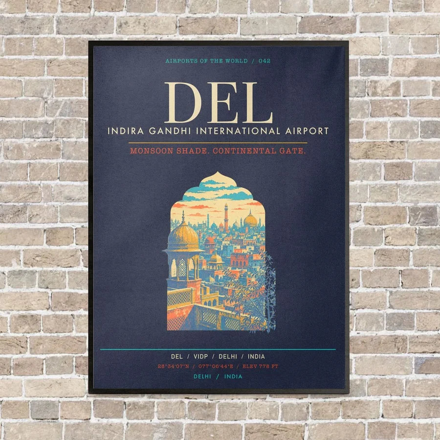 Indira Gandhi International Airport Delhi DEL - Canvas Framed - Navy Blue