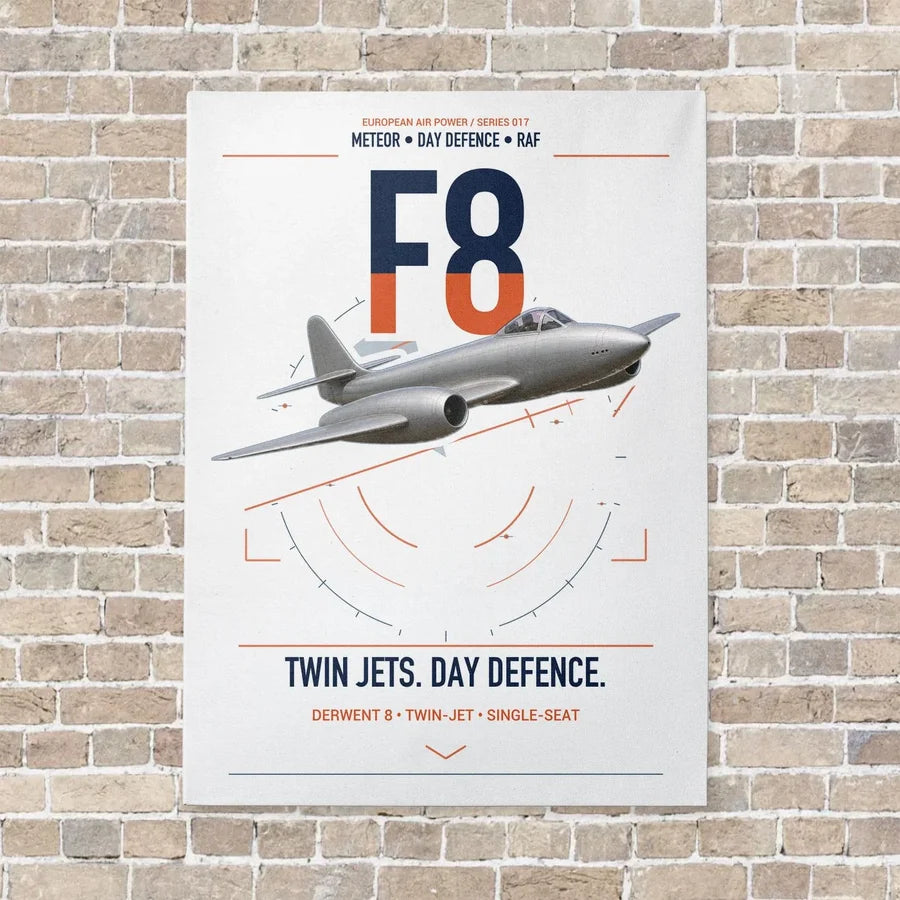Gloster Meteor F8 vertical canvas print - no frame - white background