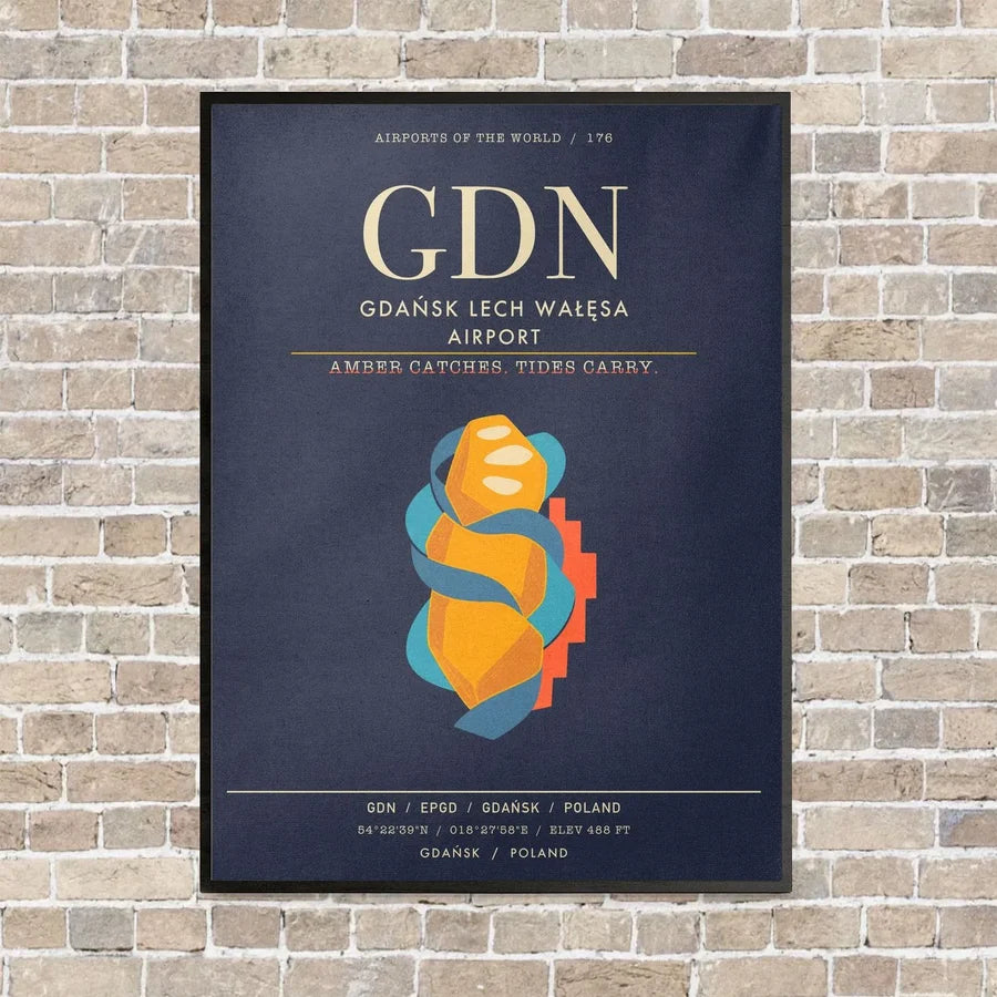 Gdansk Lech Waesa Airport GDN - Canvas Framed - Navy Blue