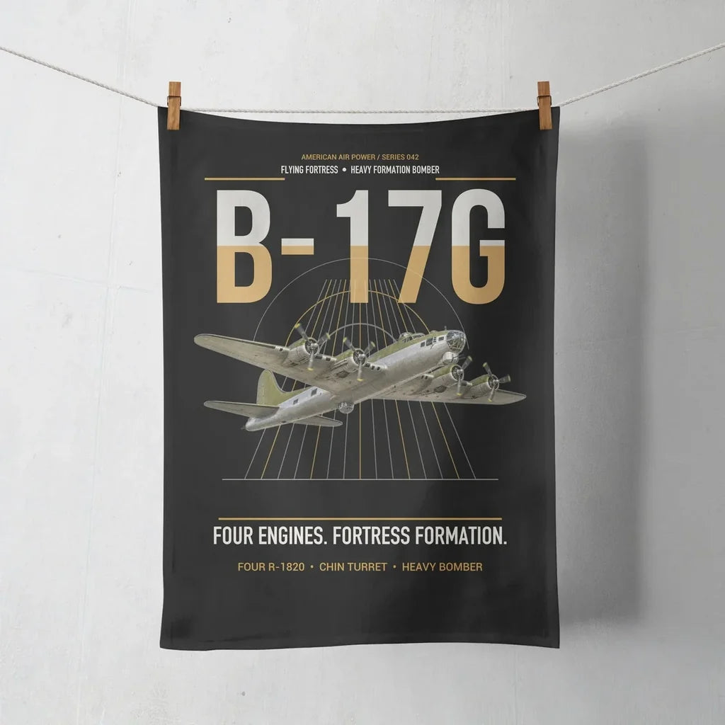 B-17G Flying Fortress design on black towel