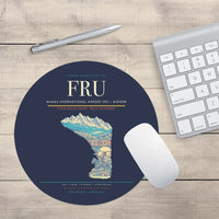 Thumbnail for Manas International Airport (FRU) design on navy blue round mouse pad