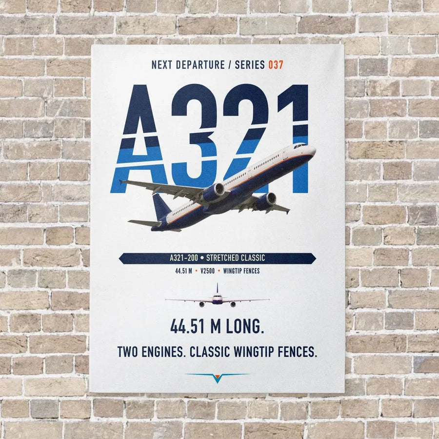 Airbus A321 vertical canvas print - no frame - white background