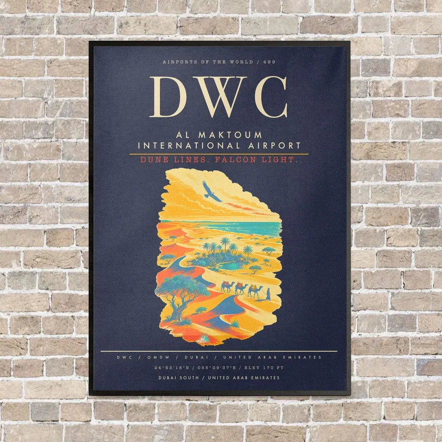 Al Maktoum International Airport DWC - Canvas Framed - Navy Blue