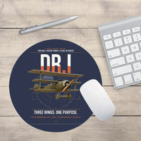 Thumbnail for Fokker Dr.I design on navy blue round mouse pad