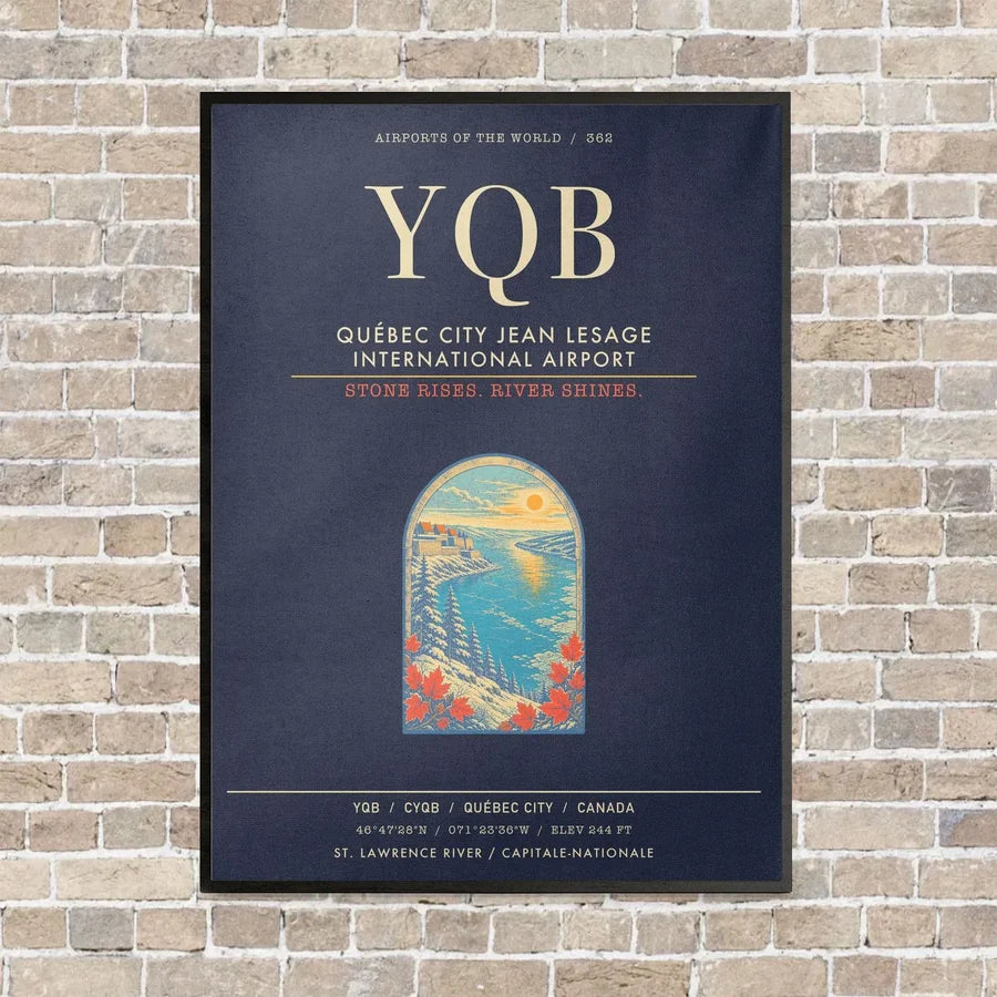 Quebec City Jean Lesage International Airport YQB - Canvas Framed - Navy Blue