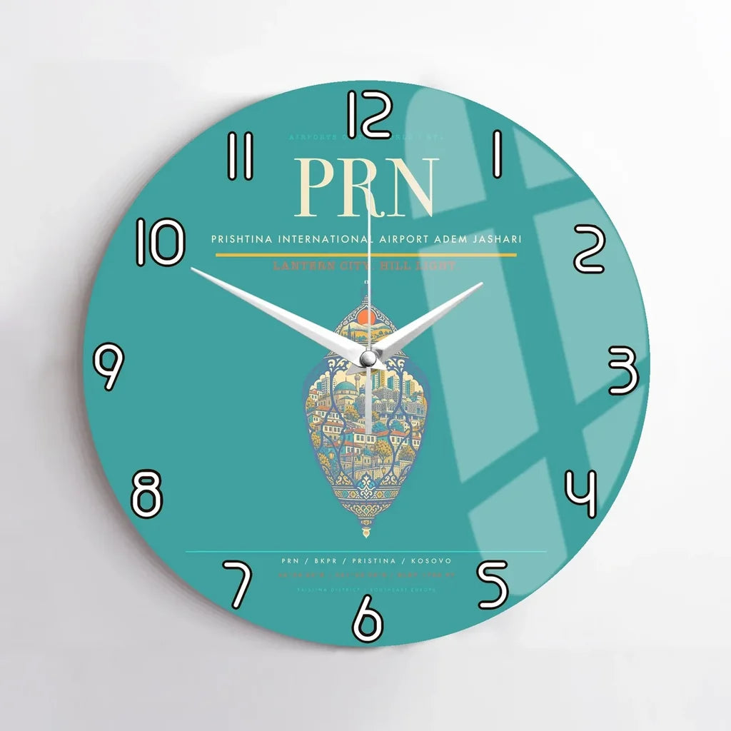 Prishtina International Airport Adem Jashari PRN Wall-Clock No-Frame - Turquoise