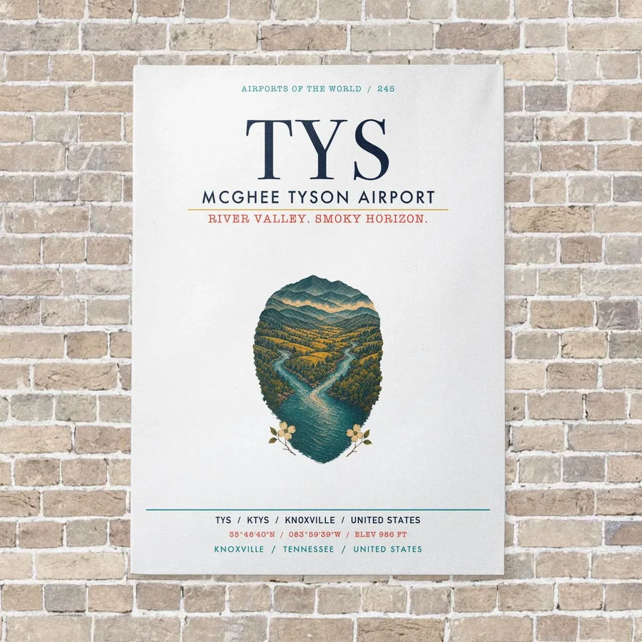 McGhee Tyson Airport Knoxville TYS vertical canvas print - no frame - white background
