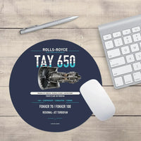 Thumbnail for TAY 650 design on navy blue round mouse pad