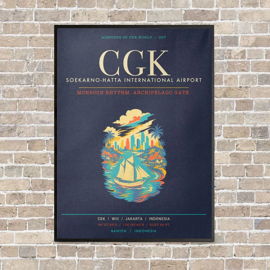 Jakarta Soekarno-Hatta International Airport CGK - Canvas Framed - Navy Blue