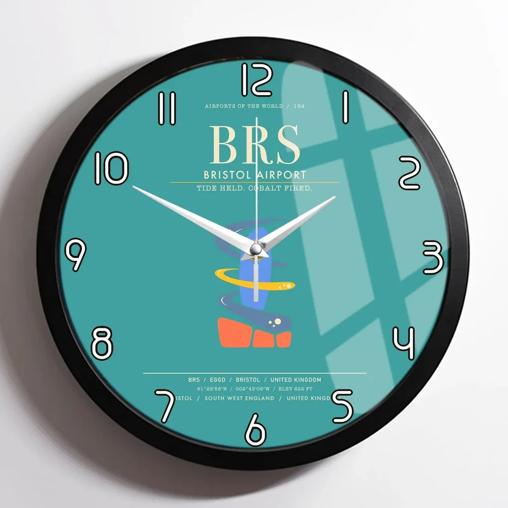 Bristol Airport BRS Wall-Clock Framed - Turquoise