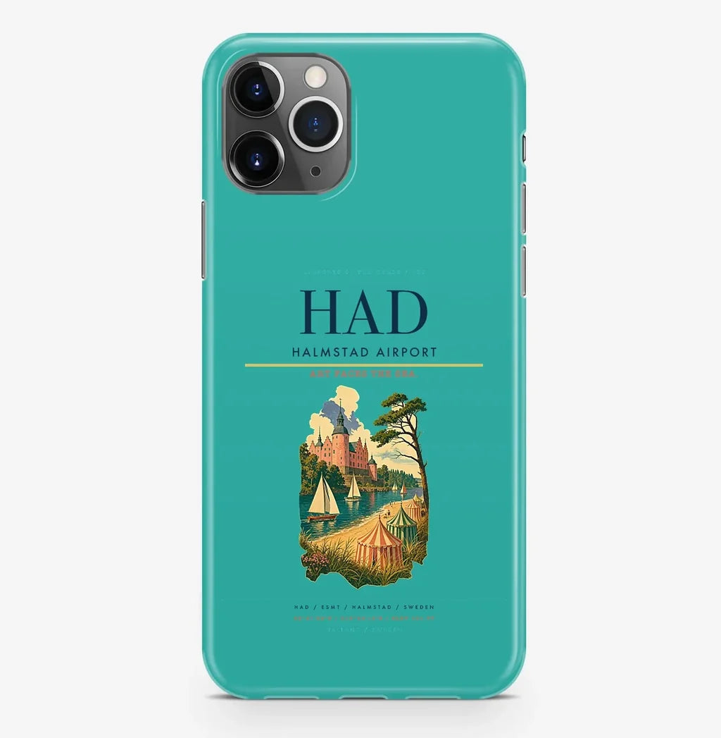 Halmstad Airport (HAD) design on turquoise iPhone 16 Pro MagSafe case