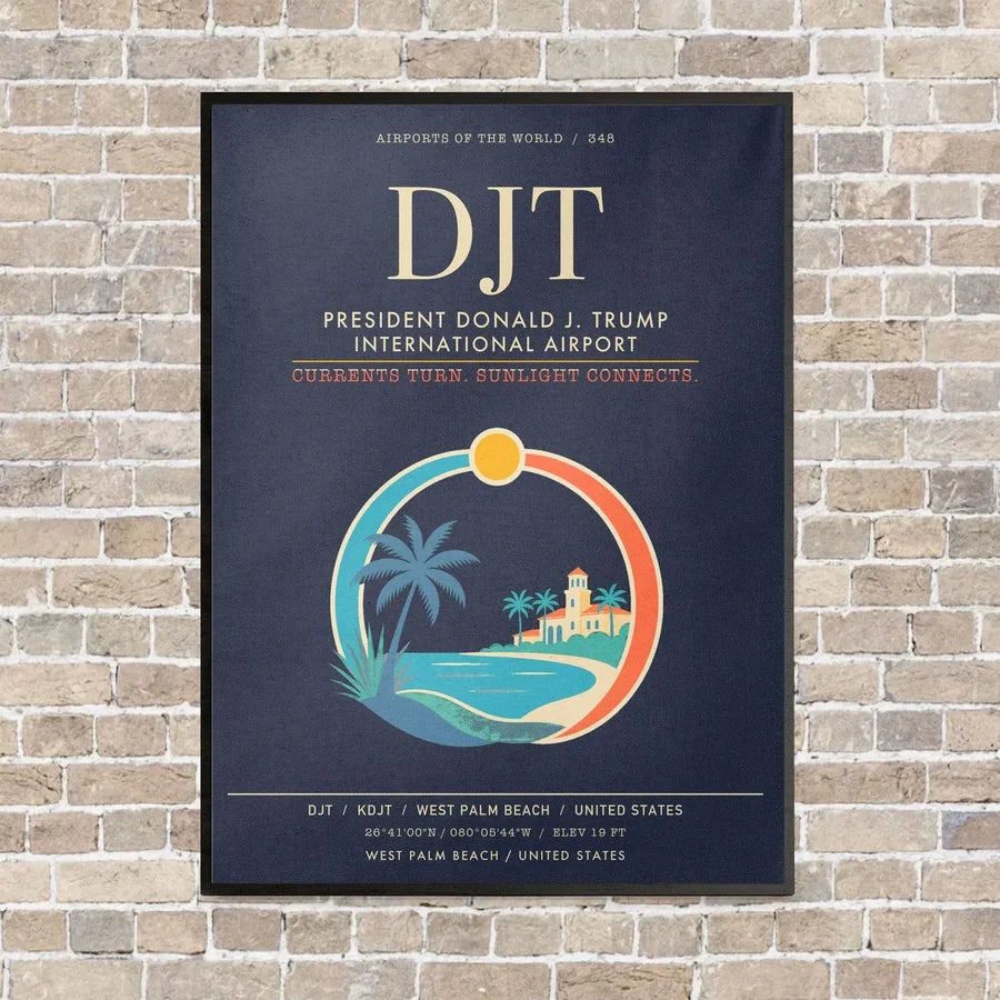 President Donald J. Trump International Airport DJT - Canvas Framed - Navy Blue