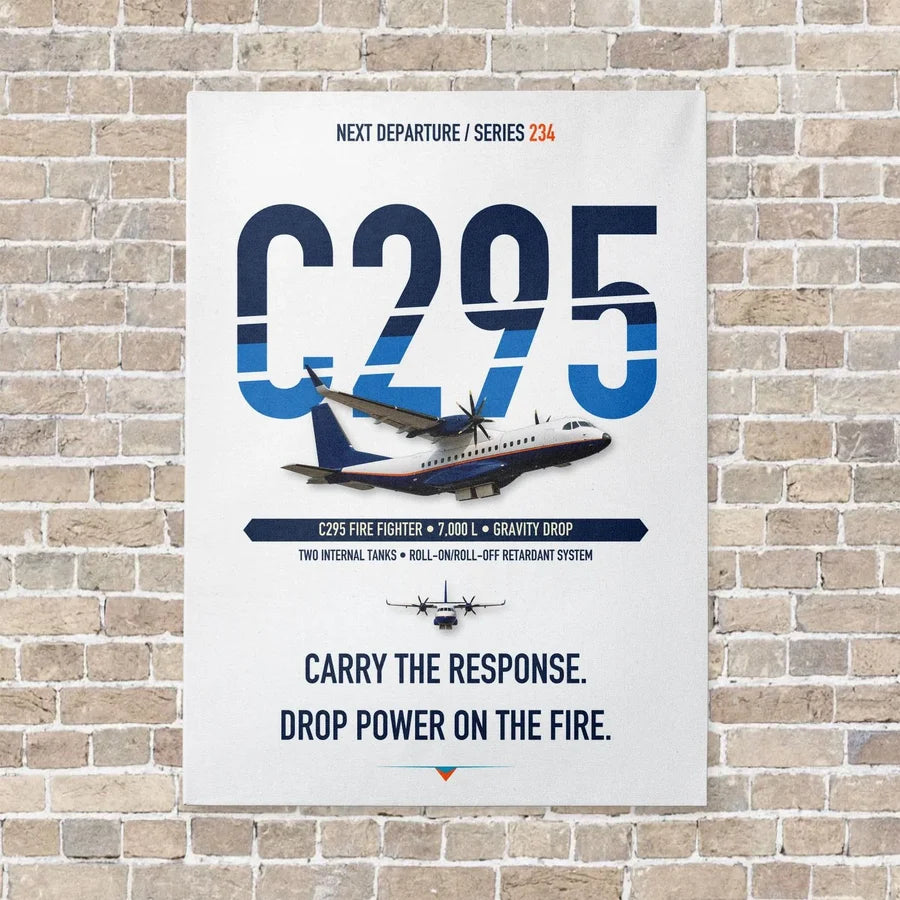 Airbus C295 Firefighter vertical canvas print - no frame - white background