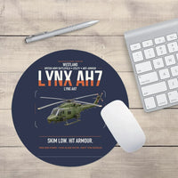 Thumbnail for Westland Lynx AH7 design on navy blue round mouse pad