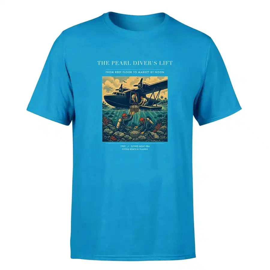 VINTAGE G4271 - The Pearl Diver's Lift - Premium T-Shirt design on turquoise premium t shirt