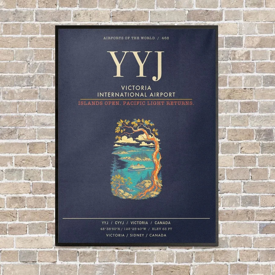 Victoria International Airport YYJ - Canvas Framed - Navy Blue