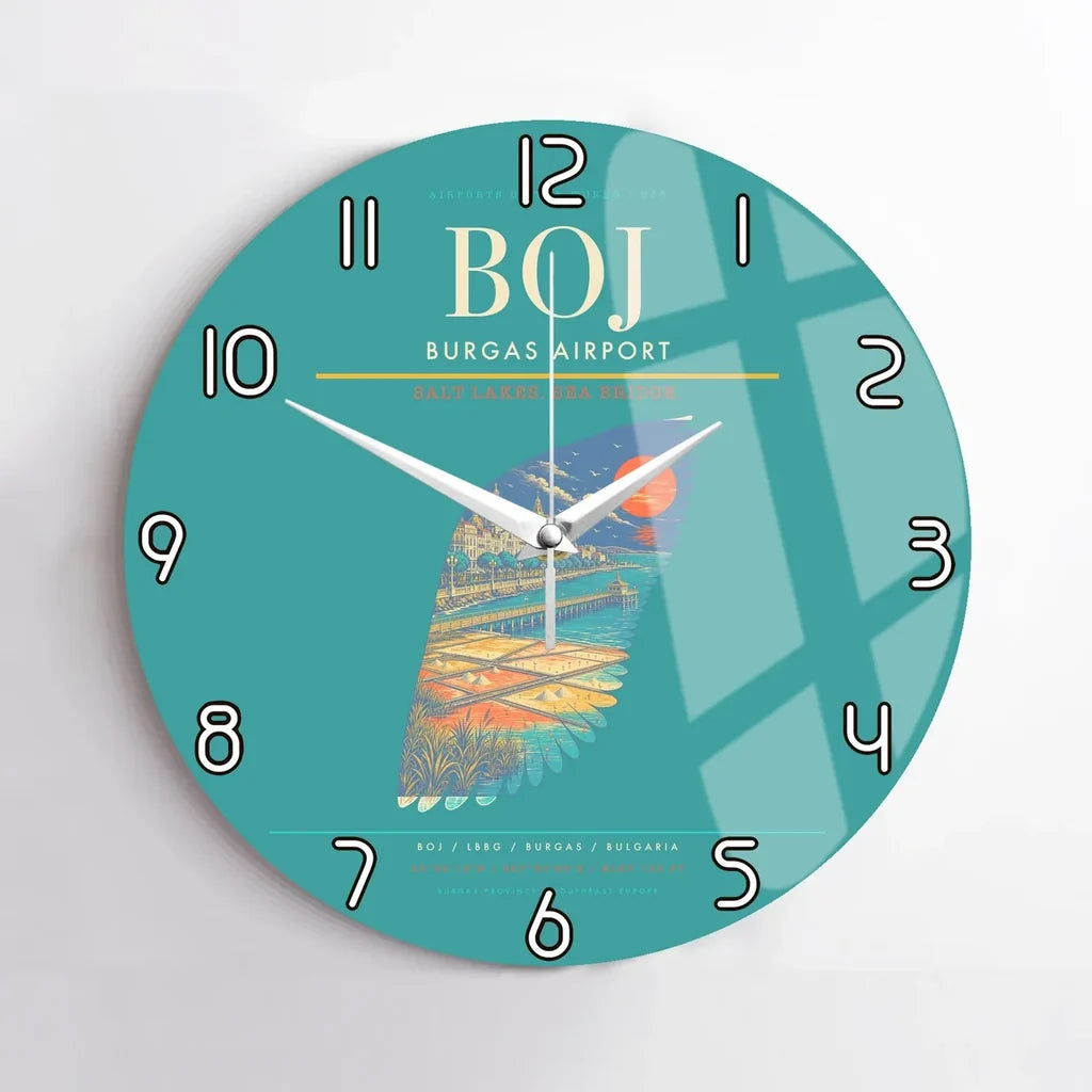 Burgas Airport BOJ Wall-Clock No-Frame - Turquoise