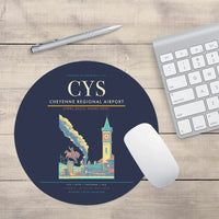 Thumbnail for Cheyenne Regional Airport (CYS) design on navy blue round mouse pad