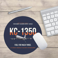 Thumbnail for KC-135Q Blackbird Tanker design on navy blue round mouse pad