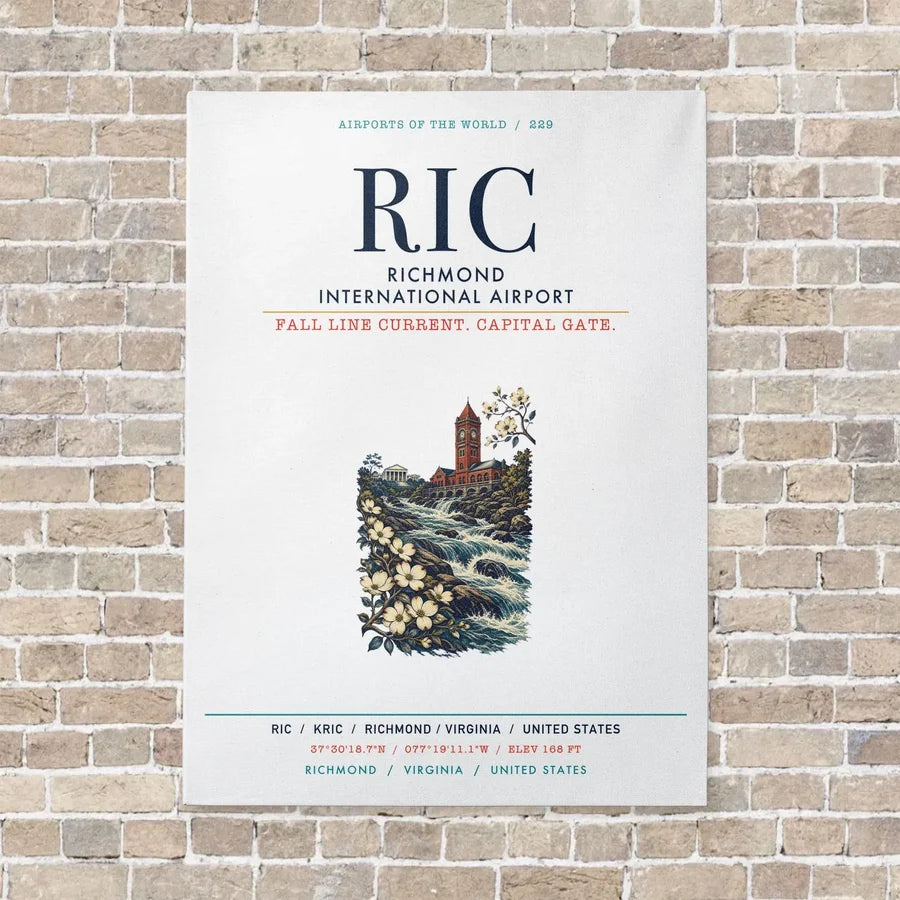Richmond International Airport RIC vertical canvas print - no frame - white background