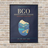 Thumbnail for Bergen Airport Flesland BGO - Canvas Framed - Navy Blue