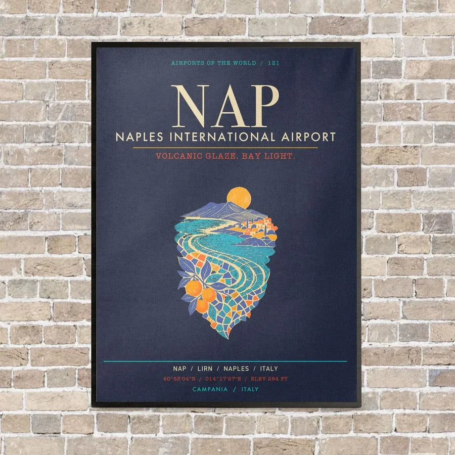 Naples International Airport NAP - Canvas Framed - Navy Blue