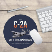 Thumbnail for C-2A Greyhound design on navy blue round mouse pad